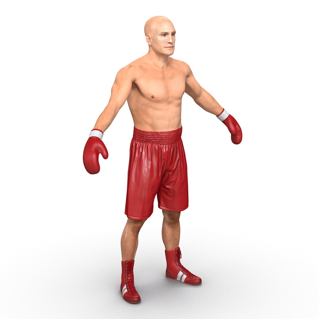 3d model boxer man rigged 2