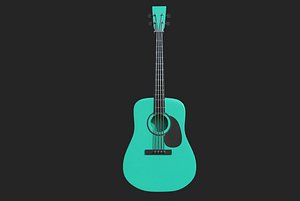 3D guitar green cartoon