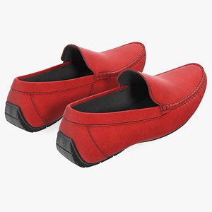 3D red suede driving shoe model