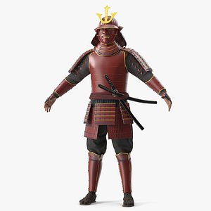 Samurai Armor from Feudal Japan Sengoku Period on Male Red