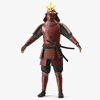 Samurai Armor from Feudal Japan Sengoku Period on Male Red