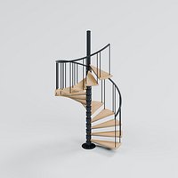 Steel Spiral Staircase with Timber Treads and Landing