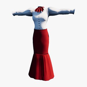 3D Hobble skirt outfit model