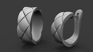 3D set ring earrings model