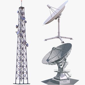 3D Satellite Dishes and Cellular Tower