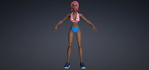 Stylized Girl Rigged Animated- low-poly High Quality 3d Women Female 3D