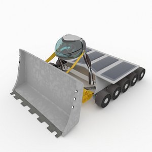 Martian bulldozer with sun panel 3D model