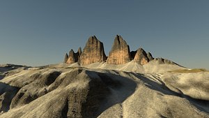3D Iconic mountains of Tre Cime Drei Zinnen model