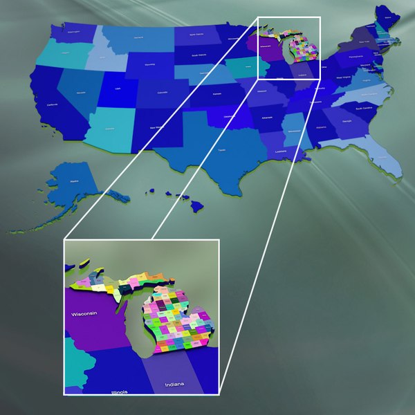3ds max usa michigan counties