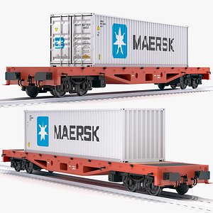 flat rail car maersk 3D model