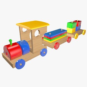 3D Wooden train toy model