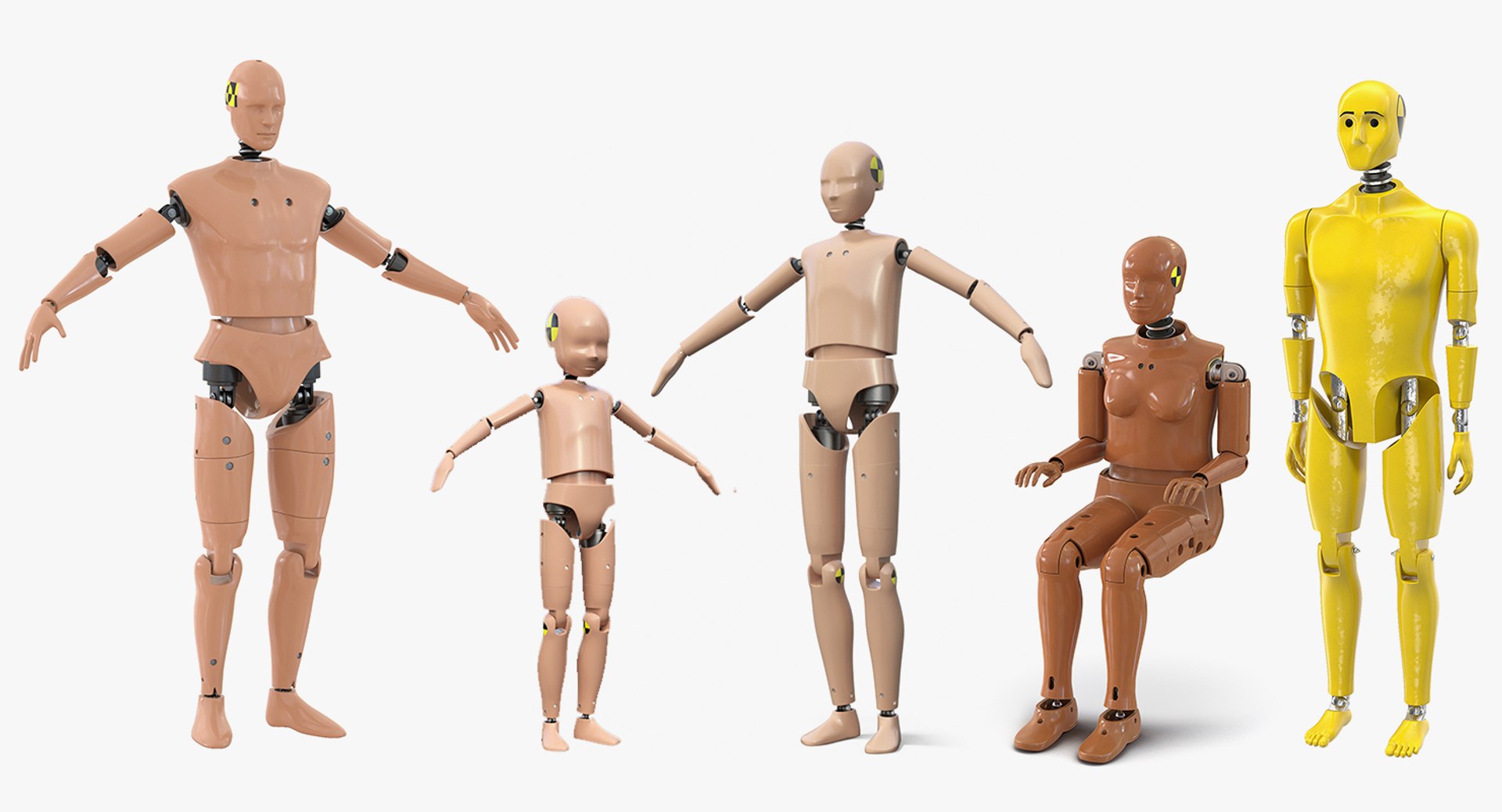 Crash Test Dummies Rigged Collection 5 for Maya 3D model preview