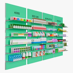 3D Pharmacy Stand with Products