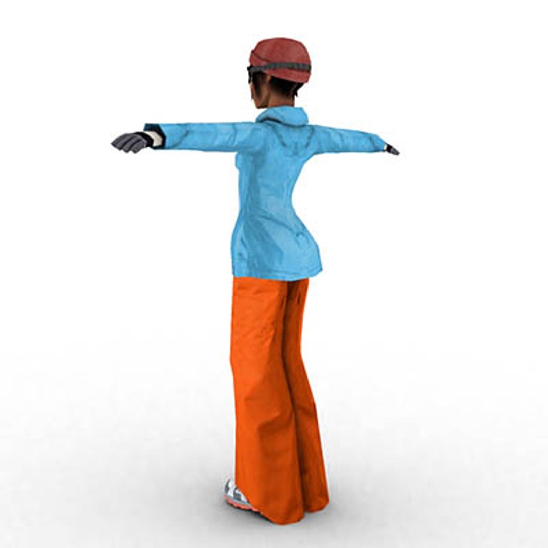 3d Low-poly Snowboard Girl Model
