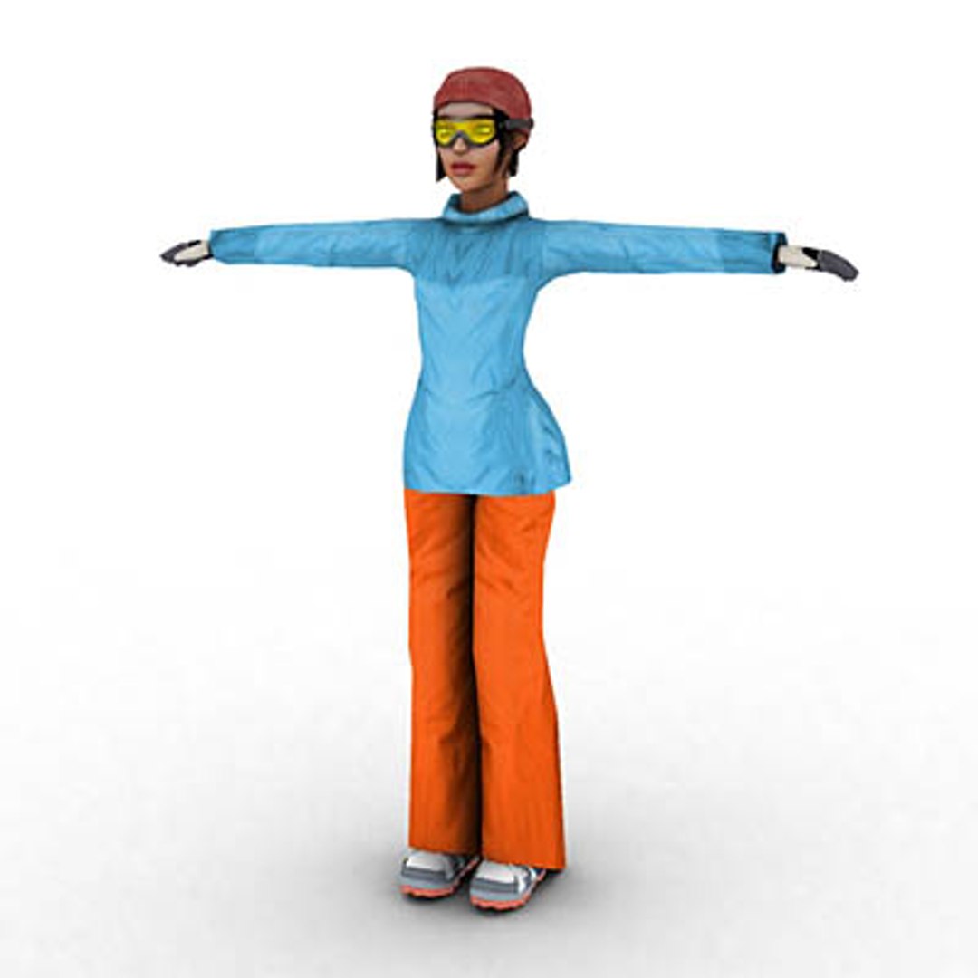 3d Low-poly Snowboard Girl Model