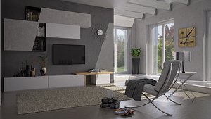 3D model luminous modern living room