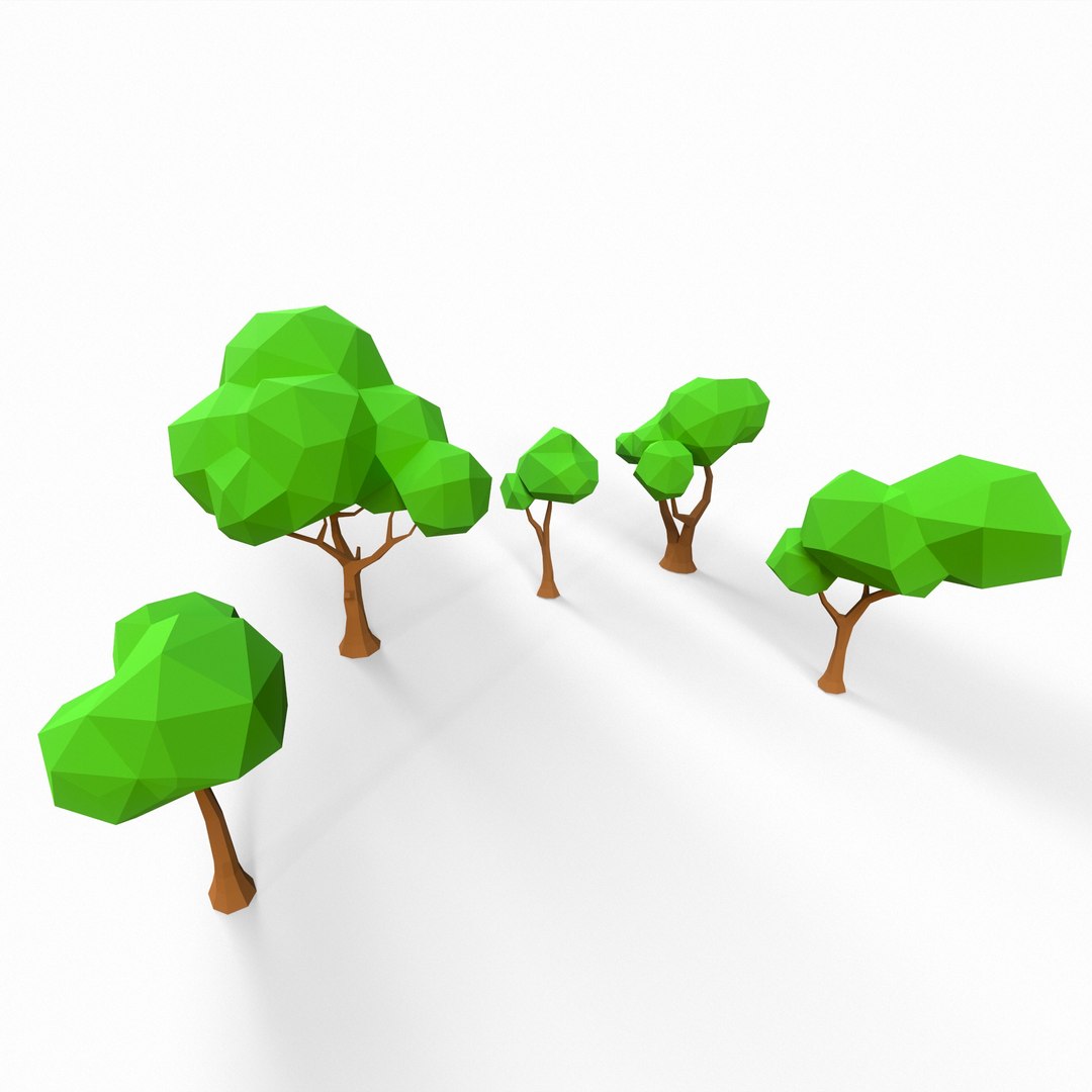 Flat Low-poly Cartoon Tree Pack 01 3D Model - TurboSquid 1813489