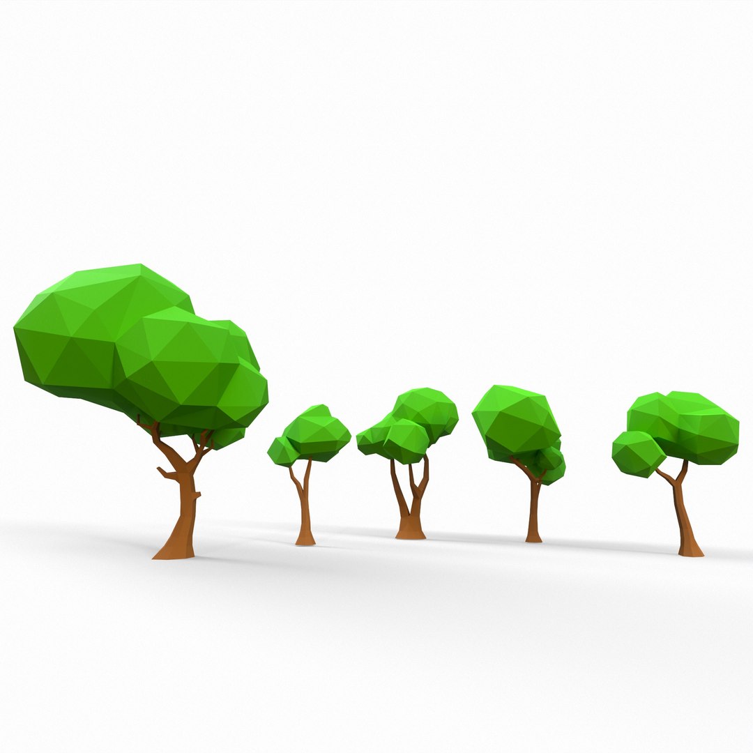 Flat Low-poly Cartoon Tree Pack 01 3D Model - TurboSquid 1813489