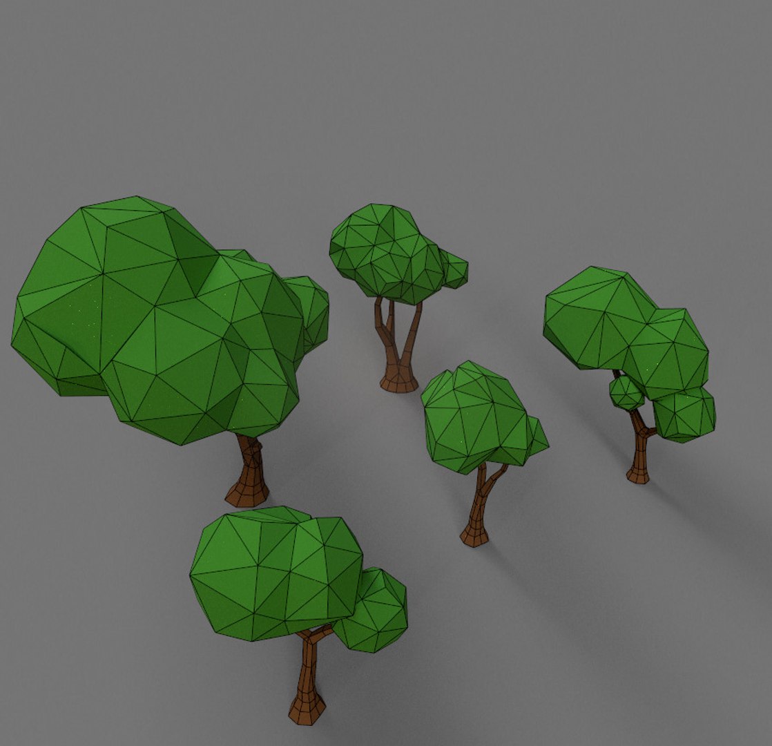 Flat Low-poly Cartoon Tree Pack 01 3D Model - TurboSquid 1813489