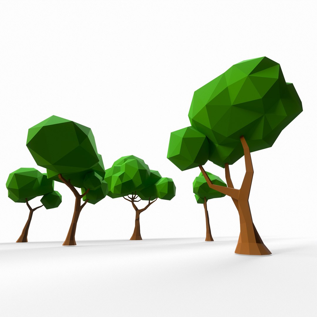 Flat Low-poly Cartoon Tree Pack 01 3D Model - TurboSquid 1813489