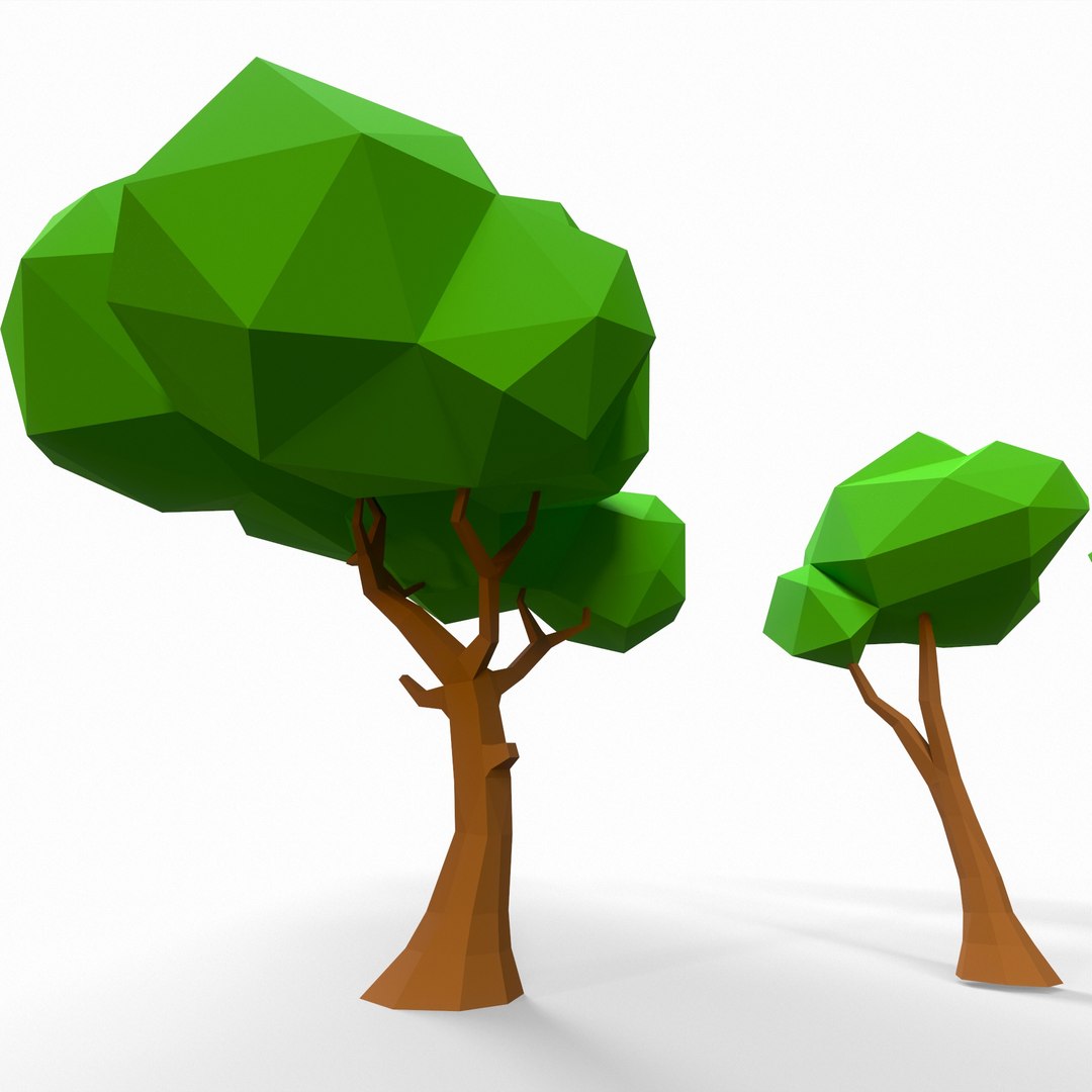 Flat Low-poly Cartoon Tree Pack 01 3D Model - TurboSquid 1813489