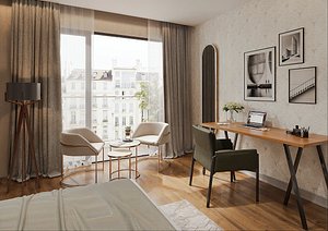 Hotel Room Interior Scene HighQuality 3ds Max Corona Renderer