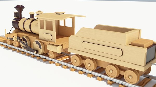 3d model of wood toy train