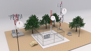 telecommunication towers scene 3D model