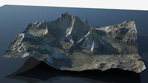 Highly detailed rocky mountain and valley model