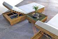 Outdoor Reclining Lounge Chair and Table Set