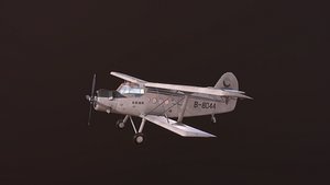 plane top-dressing aircraft airplane seeder biplane Low-poly