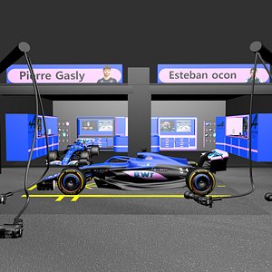 3D model garage  Formule 1 alpine