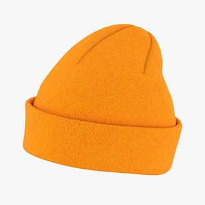 Beanie Winter Hat Orange  3D model