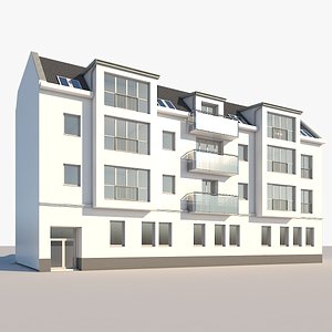 realistic apartment building 3D model