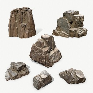 3D ancient Egyptian rocks with hieroglyphic  model