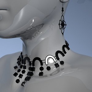 female necklace earrings 3d model