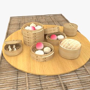 3D dim sum bamboo model