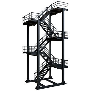 3D industrial escape stair model