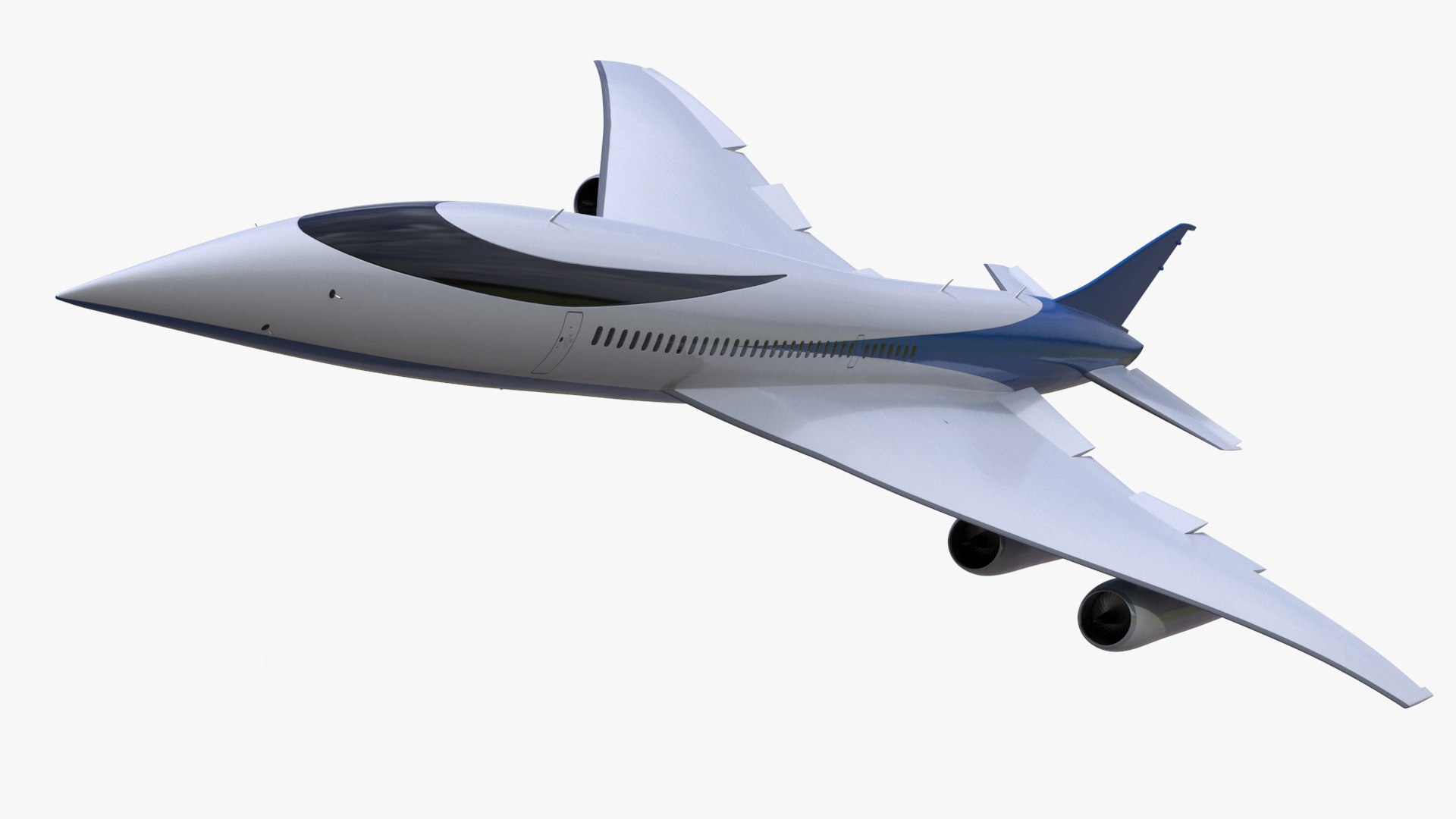 Supersonic Passenger Jet Rigged 3D model preview
