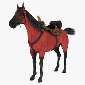 3D 3D Red Horse Rigged 3D Model