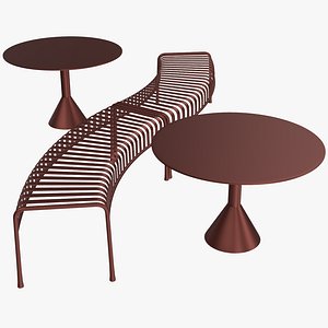 Hay Palissade Striped Outdoor Furniture Set 3D model