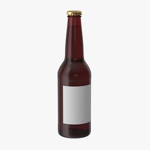 3d model brown beer bottle