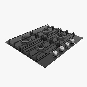 Minimal Modern Black Stovetop 3D