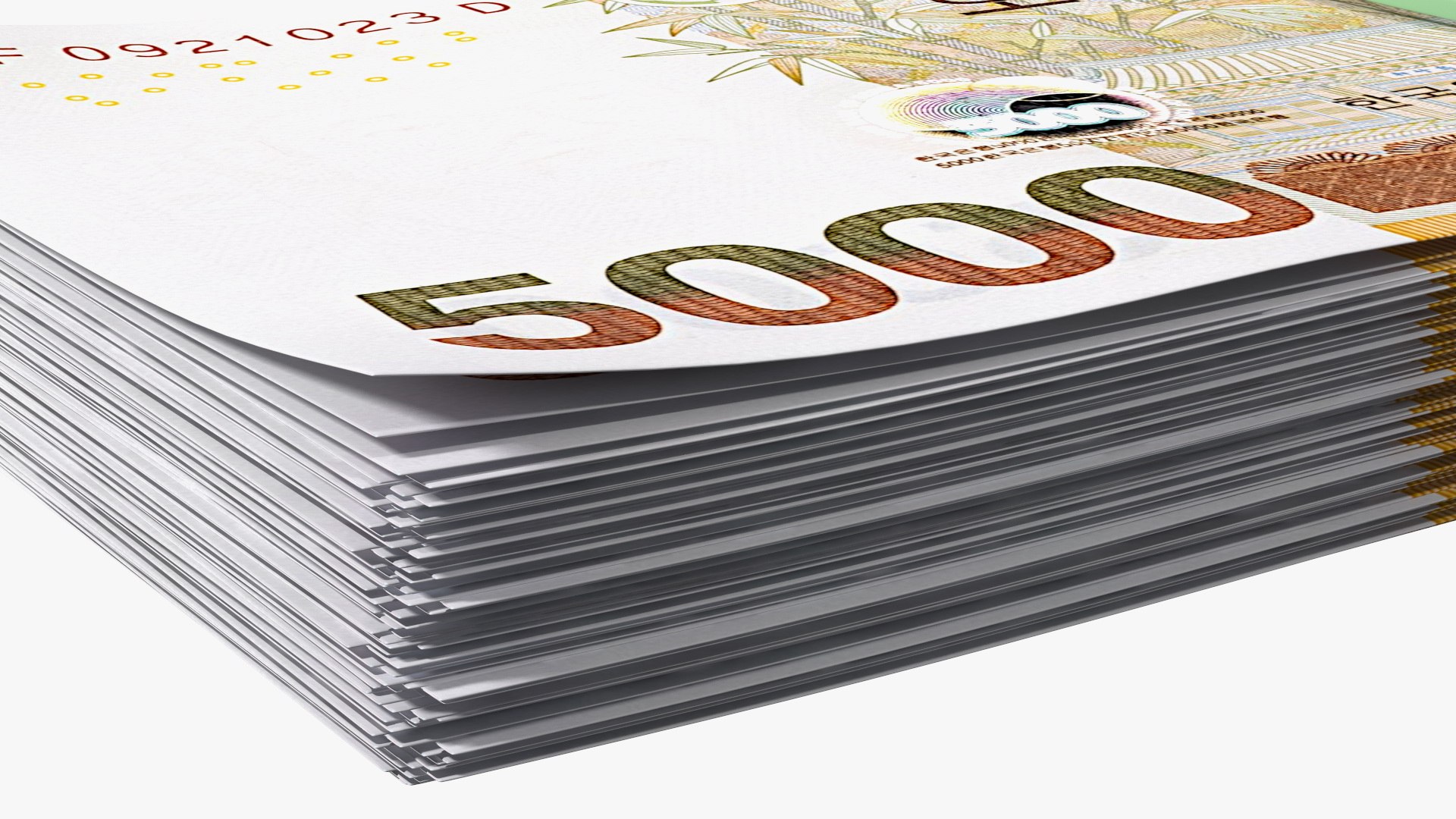 Stack of South Korean 5000 Won 3D https://p.turbosquid.com/ts-thumb/wt/I0ejH7/6x/stackofsouthkorean5000won3dsmodel016/jpg/1620311884/1920x1080/fit_q87/b5c8cb3ed16114ab18efcfe170482391b6662a7e/stackofsouthkorean5000won3dsmodel016.jpg