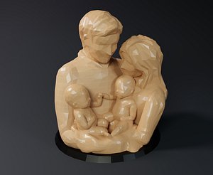 Low Poly Statue - Blessed Family Twins