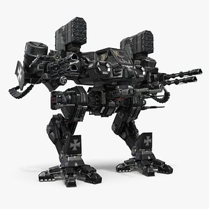 3D Heavy Assault Mech Walker Black in Wolfenstein Style