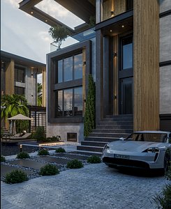 Modern Exterior Style 3-Storey Building Design 3D model