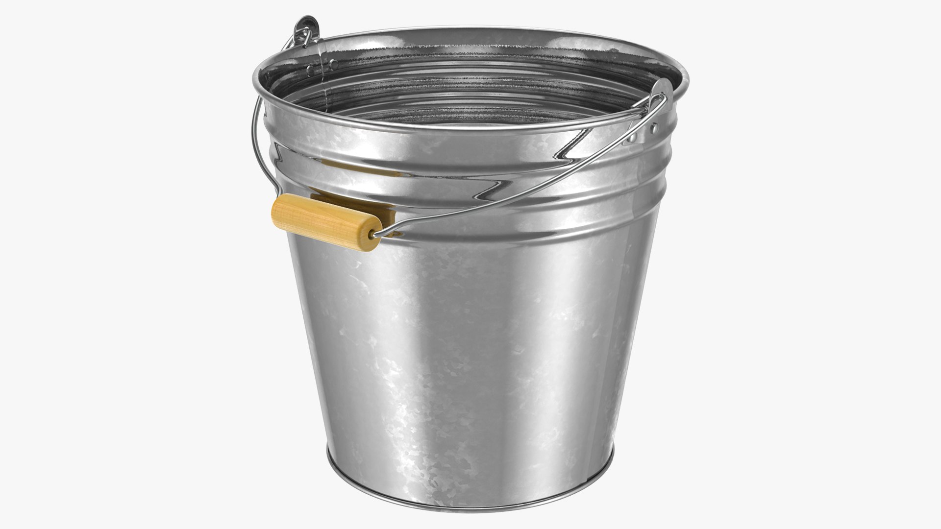Galvanized Metal Bucket 3D model preview