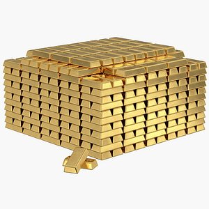 Gold Bars Big Stack 3D model