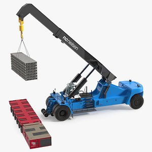 Reach Stacker NC Nielsen Loading Concrete Slabs on a Trailer